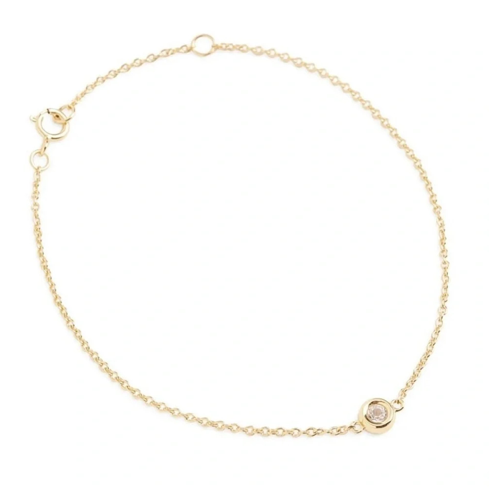Marrin Costello Soleil Bracelet White Topaz 14kt Gold Plated Delicate 7" NEW - Picture 3 of 5